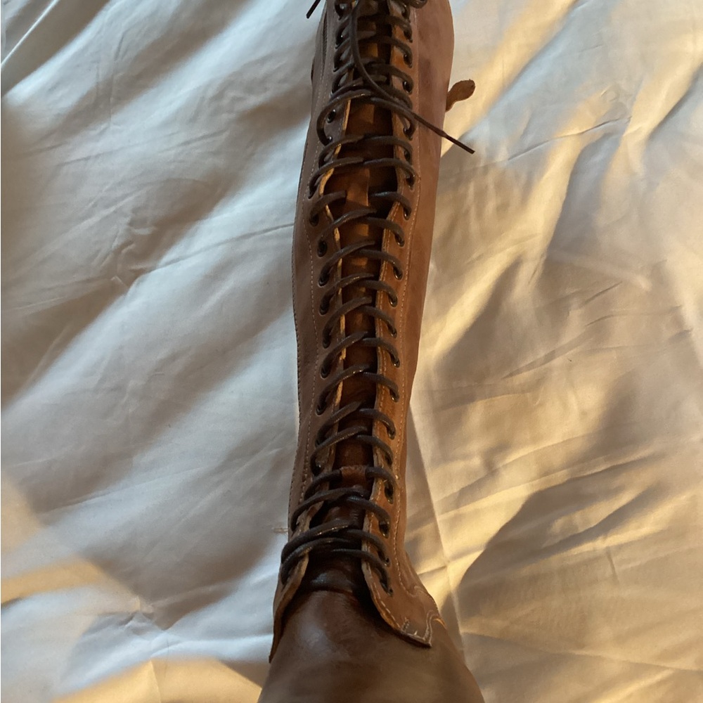 BED|STU Tan Leather Lace-Up Boots - Picture 16 of 16